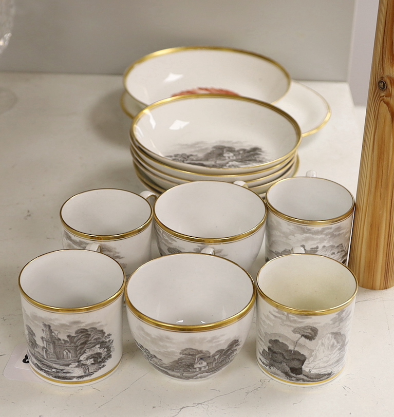 A group of late 18th / early 19th century bat printed teawares, Spode
